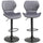 Set 2 Sgabelli da Bar 47x51,5x91,5-113,5 cm in Poliestere Vellutato Grigio