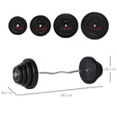 Set Bilanciere 140 cm Barra Curva in Acciaio con 8 Dischi Peso Regolabile 70 Kg