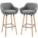 Set 2 Sgabelli da Bar 55x48x100 cm in Tessuto Grigio