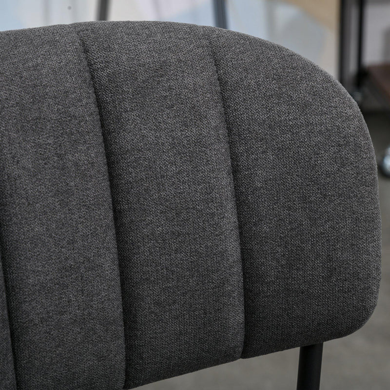 Set 4 Sedie Imbottite 49,5x55x81 cm in Tessuto Effetto Lino Grigio Scuro