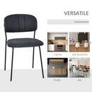 Set 4 Sedie Imbottite 49,5x55x81 cm in Tessuto Effetto Lino Grigio Scuro