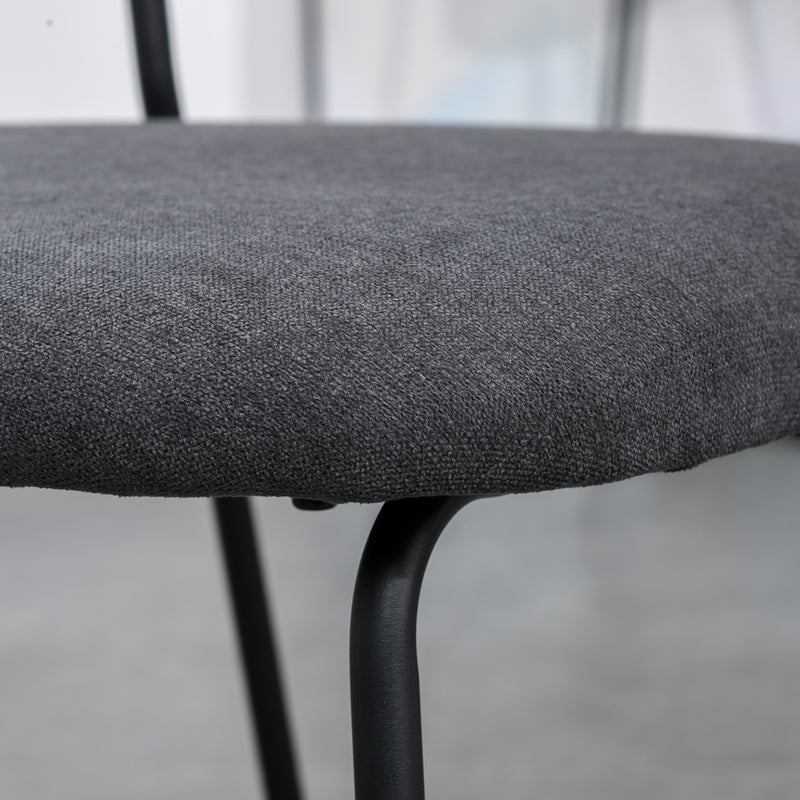 Set 4 Sedie Imbottite 49,5x55x81 cm in Tessuto Effetto Lino Grigio Scuro