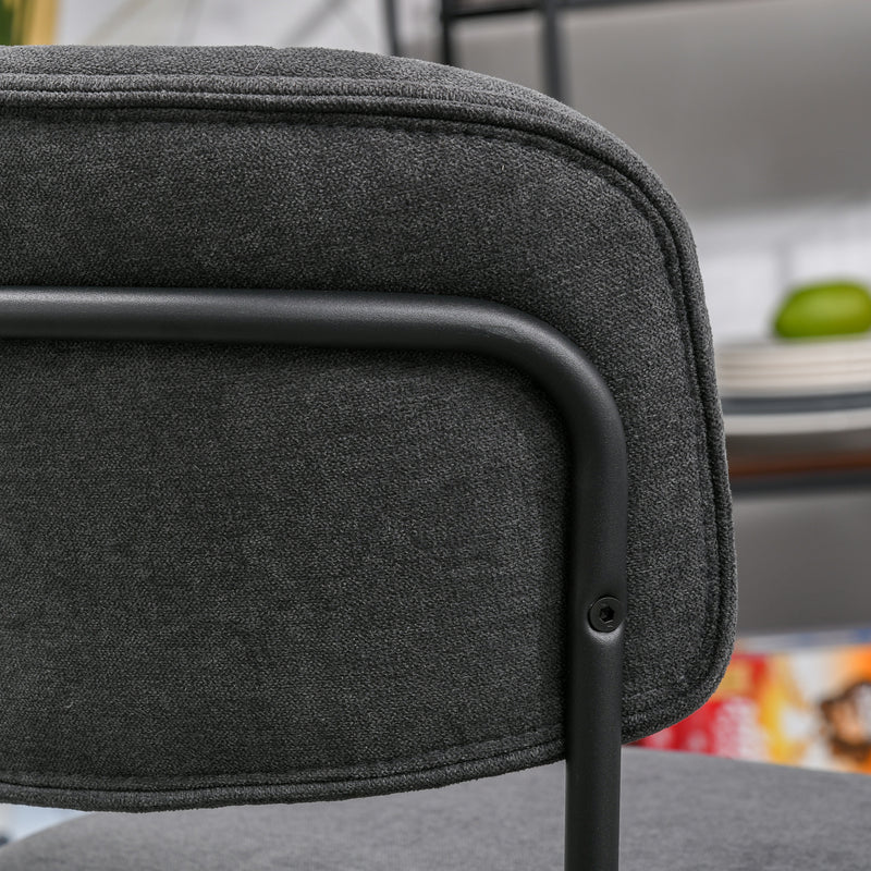 Set 4 Sedie Imbottite 49,5x55x81 cm in Tessuto Effetto Lino Grigio Scuro