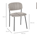 Set 4 Sedie Imbottite 49,5x55x81 cm in Tessuto Effetto Lino Khaki