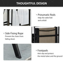 Set Tavolo con Mensola e 2 Sedie Pieghevoli da Giardino in Metallo e Textilene Marrone e Nero