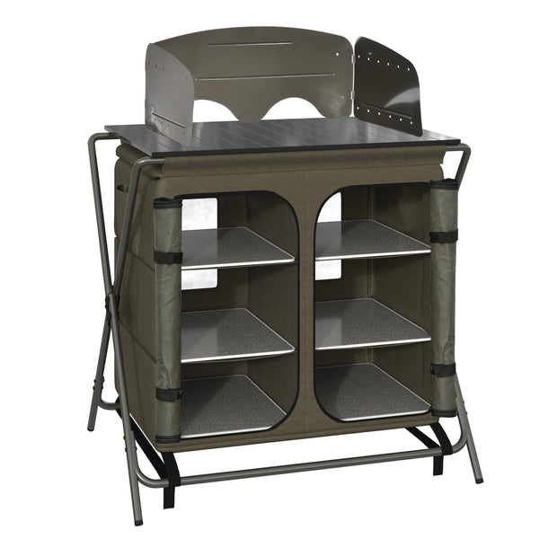 Tavolino Cucina da Campeggio Pieghevole 94x57x109 cm in Alluminio Verde sconto