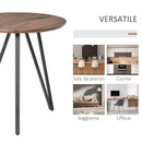 Tavolo Rotondo Ø70 cm in Metallo e Legno MDF Noce