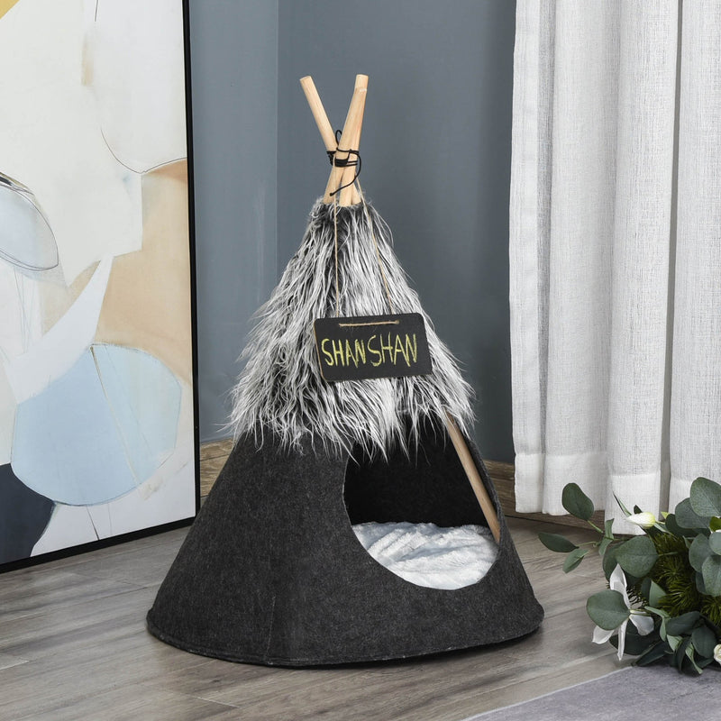 Tenda Cuccia per Gatti e Cani Piccoli Ø50x70 cm in Feltro Peluche Grigio