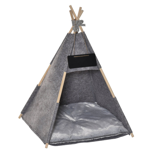 acquista Tenda Cuccia per Gatti e Cani Piccoli 58x58x80 cm in Feltro Peluche Grigio