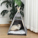 Tenda Cuccia per Gatti e Cani Piccoli 58x58x80 cm in Feltro Peluche Grigio