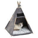 Tenda Cuccia per Gatti e Cani Piccoli 58x58x80 cm in Feltro Peluche Grigio