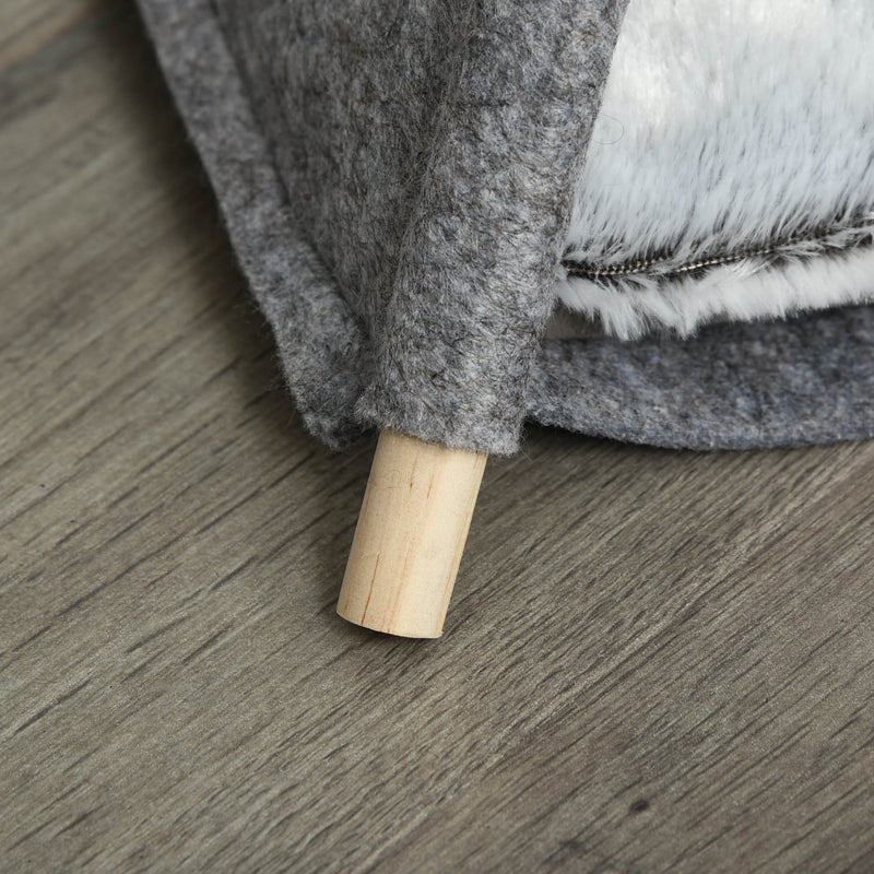 Tenda Cuccia per Gatti e Cani Piccoli 58x58x80 cm in Feltro Peluche Grigio