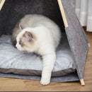 Tenda Cuccia per Gatti e Cani Piccoli 58x58x80 cm in Feltro Peluche Grigio