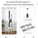 Albero Tiragraffi per Gatti 60x40x225-255 cm con Corde in Sisal Grigio