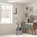 Albero Tiragraffi per Gatti 60x40x230-280 cm con Corde in Sisal Grigio