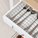 Carrello da Cucina 37x37x77,5 cm 3 Cestini 1 Cassetto e Ribalte Bianco e Legno