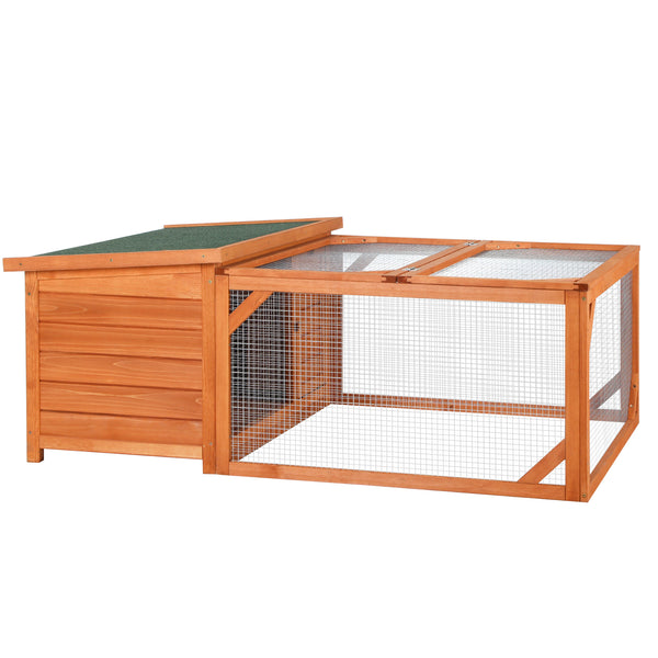 Conigliera da Giardino 125,5x100x49 cm con Casetta e Recinto Arancione online