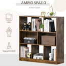 Libreria 3 Ripiani 8 Vani 97,5x30x100 cm in MDF Marrone Rustico