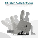 Poltrona Alzapersona Elettrica 1 Motore in Tessuto Grigio