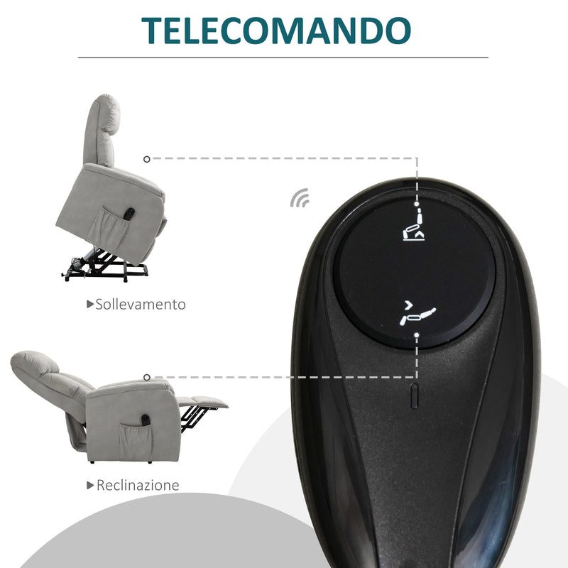 Poltrona Alzapersona Elettrica 1 Motore in Tessuto Grigio