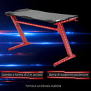 Scrivania Gaming 122x66x96 cm in Metallo e Legno Nero e Rosso