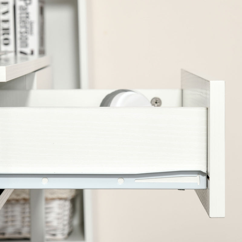 Scrivania con Cassetti e Ruote 100x36x88 cm in Metallo e MDF Bianca