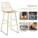 Set 2 Sgabelli Alti da Bar 53x56x110 cm in Metallo Oro