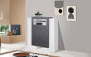Mobile Vetrina 5 Ante 130x45x135 cm Pillon Bianco Lucido e Ardesia