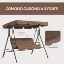 Dondolo da Giardino a 3 Posti con Cuscini 172x110x153 cm Marrone e Nero 
