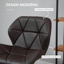 Set 2 Sgabelli da Bar 51,5x57,5x93-114,5 cm in Similpelle Marrone