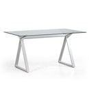 Tavolo 150x90x75 cm Top in Vetro Temperato Smart Bianco