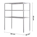 Scaffale Salvaspazio per Microonde 60x25x65 cm 3 Ripiani Rack per Cucina