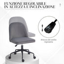 Sedia Poltrona Operativa da Ufficio con Funzione Dondolo 52x52x80-88 cm in Tessuto Vellutato Grigio