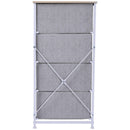 Mobiletto Cassettiera da Cucina in Acciaio e Legno Bianco e Grigio 45x30x92 cm