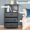 Cassettiera Multiuso con 4 Cassetti in Tessuto 58x29x103 cm Marrone