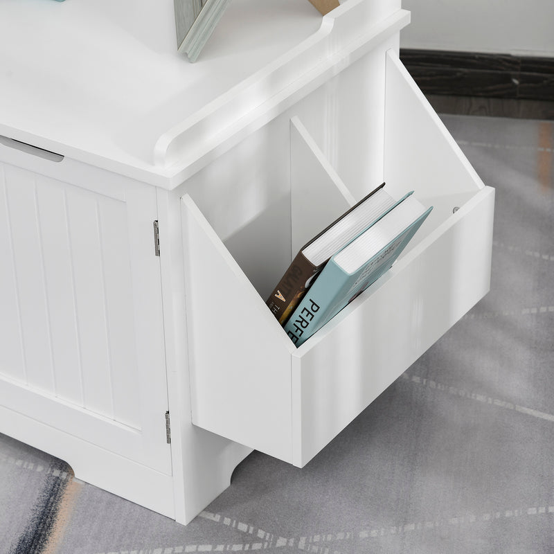 Lettiera per Gatti a 2 Ante con Portaoggetti Laterale 88,5x48x51,5 cm Bianca