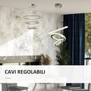 Lampadario a LED con Cristalli Altezza Regolabile 71W 40x120 cm Argento