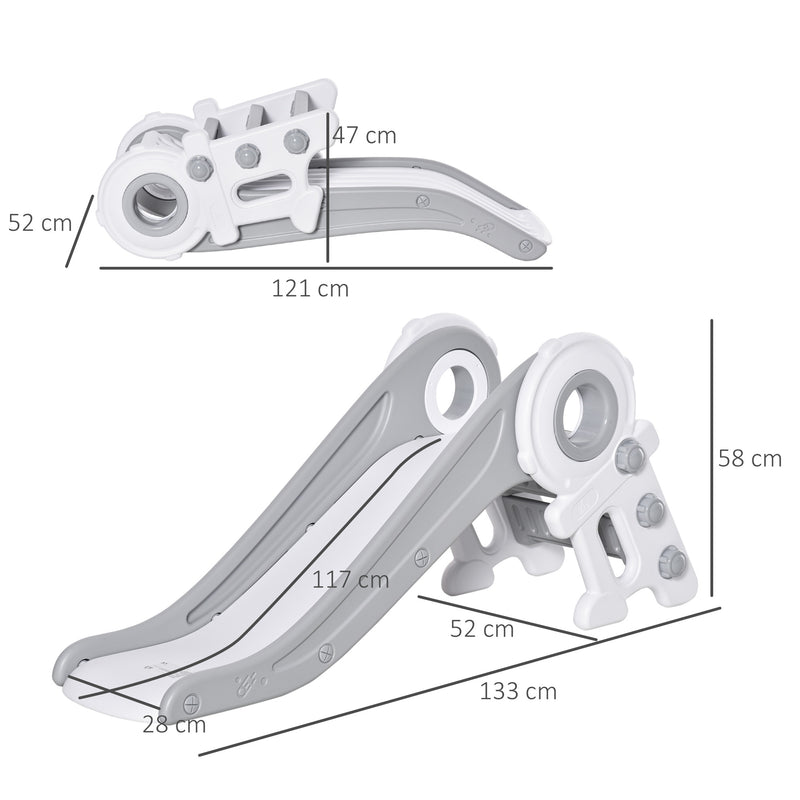 Scivolo per Bambini con 3 Scalini 133x52x58cm Grigio e Bianco