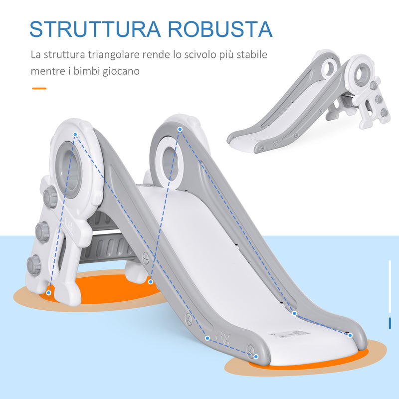 Scivolo per Bambini con 3 Scalini 133x52x58cm Grigio e Bianco