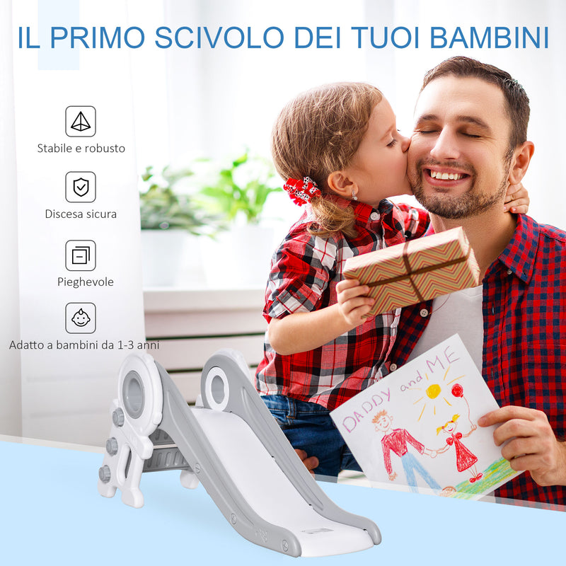 Scivolo per Bambini con 3 Scalini 133x52x58cm Grigio e Bianco