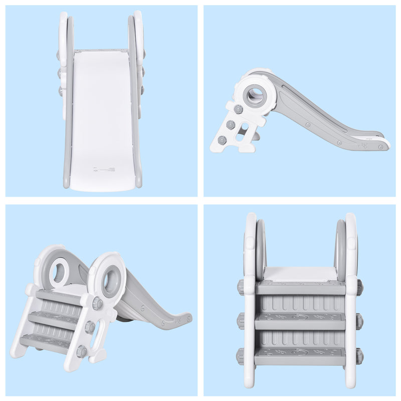 Scivolo per Bambini con 3 Scalini 133x52x58cm Grigio e Bianco