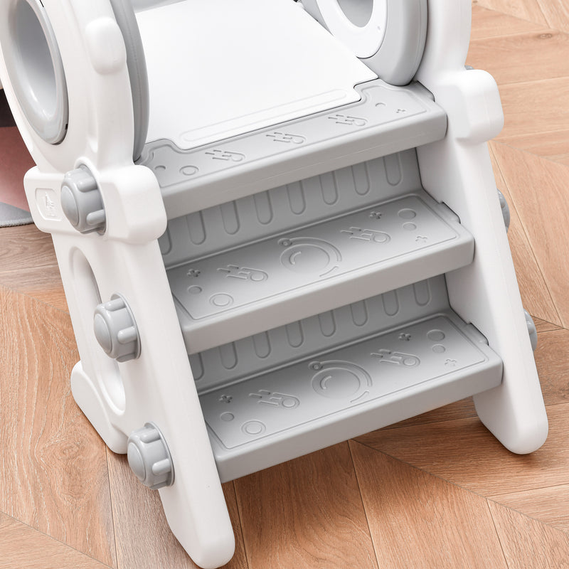 Scivolo per Bambini con 3 Scalini 133x52x58cm Grigio e Bianco