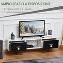 Mobile TV in Legno Truciolato e Metallo 140x30x42 cm Bianco e Nero