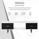 Mobile TV in Legno Truciolato e Metallo 140x30x42 cm Bianco e Nero