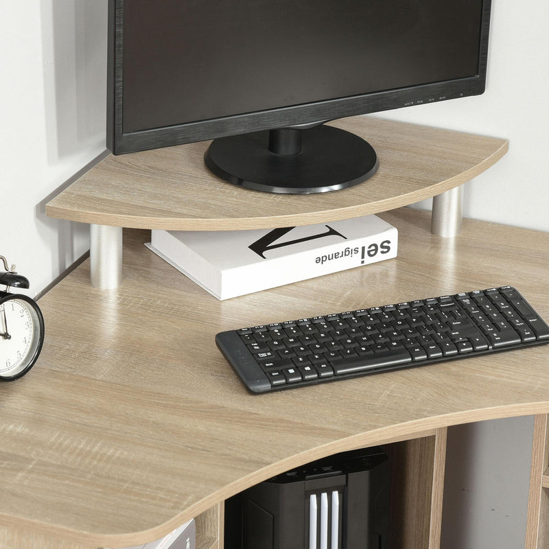 Scrivania Angolare Porta PC 90x90x83,5 cm Legno Truciolato Rovere