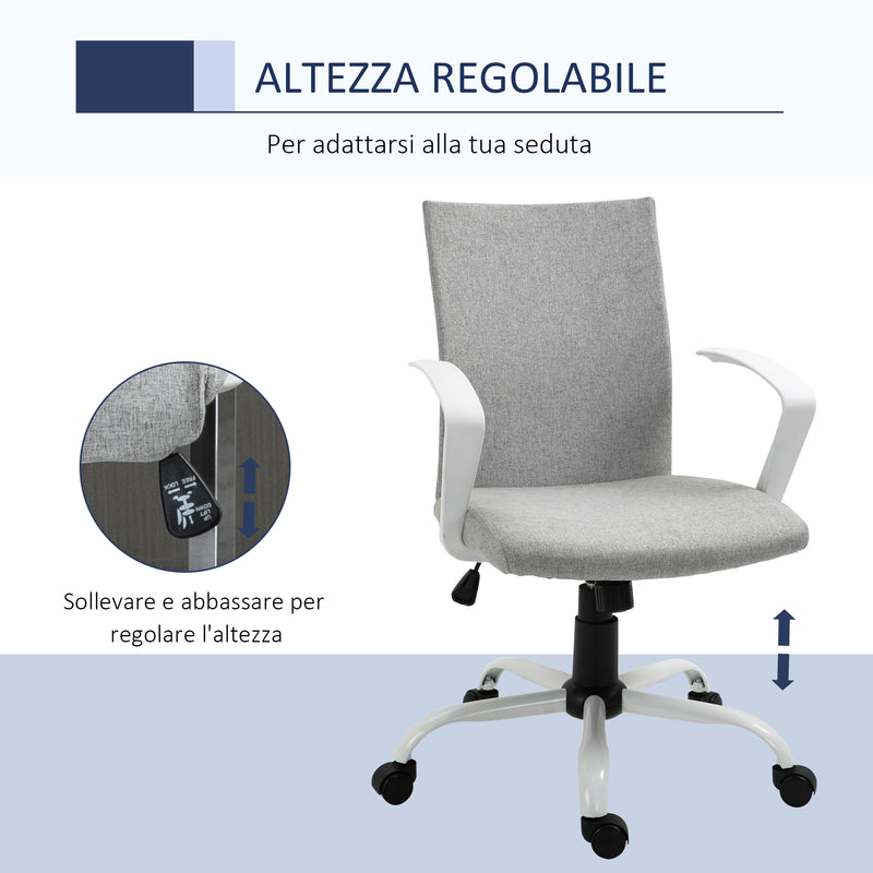 Sedia Ergonomica e Girevole da Ufficio in Tessuto Grigio 61x61x89-99 cm