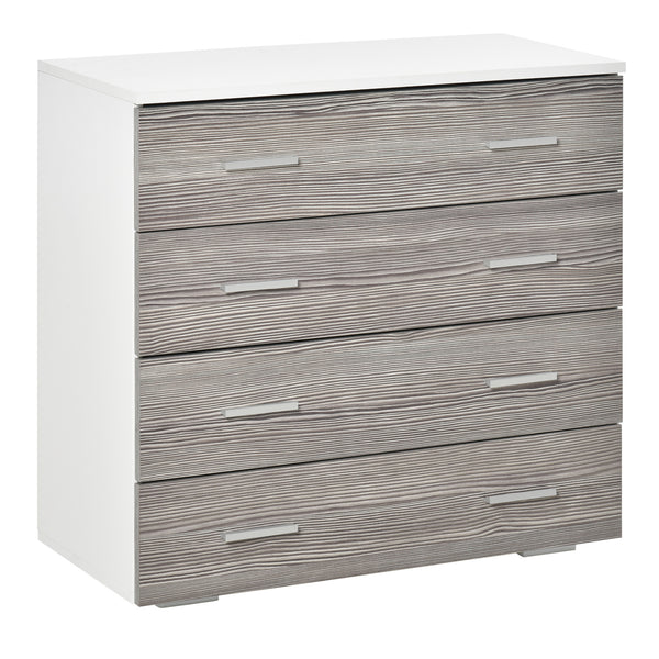 Cassettiera 4 Cassetti con Maniglie in Alluminio e Struttura in Legno 76x35x72 cm Bianco Grigio prezzo