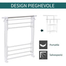 Appendiabiti Estensibile con 2 Ripiani Ruote e Altezza Regolabile in Acciaio 88-157x50x95-160 cm Bianco