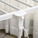 Appendiabiti Estensibile con 2 Ripiani Ruote e Altezza Regolabile in Acciaio 88-157x50x95-160 cm Bianco