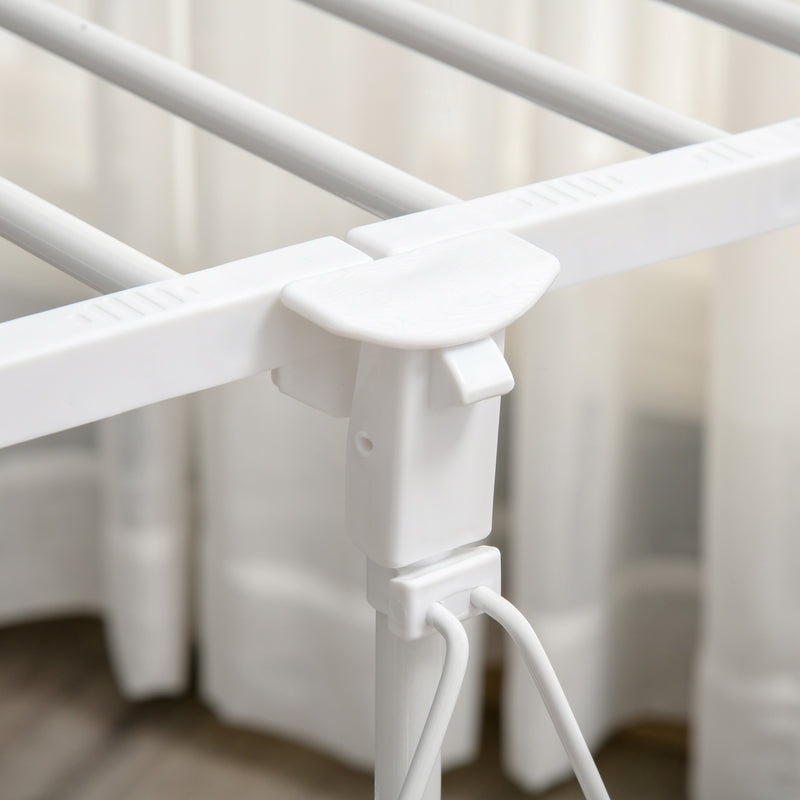 Appendiabiti Estensibile con 2 Ripiani Ruote e Altezza Regolabile in Acciaio 88-157x50x95-160 cm Bianco